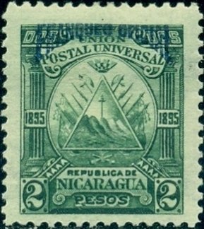 Triangle emblem on the ovoid-blue overprint