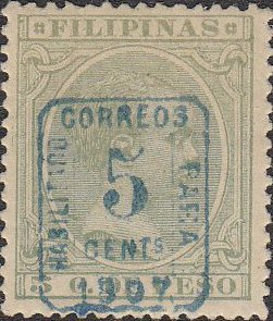 Alfonso XIII (1886-1941) - blue surcharge