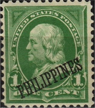 US stamp overprinted in black