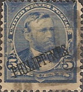US stamp overprinted in black