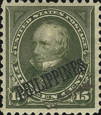 US stamp overprinted in black