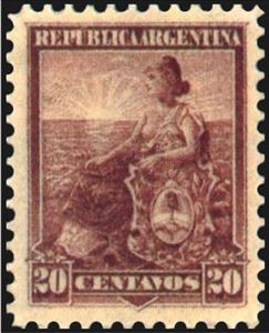 Stamp, Allegory, Liberty Seated, Argentina,  