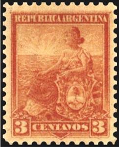 Stamp, Allegory, Liberty Seated, Argentina,  