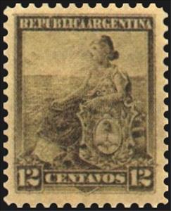Stamp, Allegory, Liberty Seated, Argentina,  