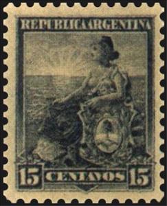 Stamp, Allegory, Liberty Seated, Argentina,  