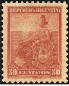 Stamp, Allegory, Liberty Seated, Argentina,  