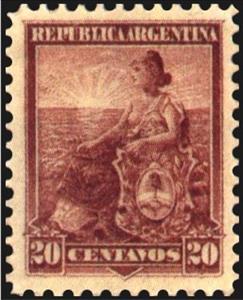 Stamp, Allegory, Liberty Seated, Argentina,  