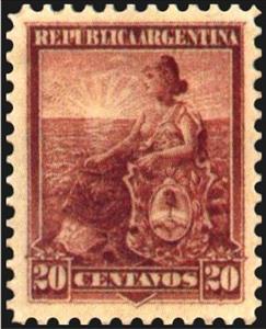 Stamp, Allegory, Liberty Seated, Argentina,  