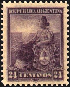 Stamp, Allegory, Liberty Seated, Argentina,  