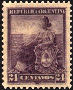 Stamp, Allegory, Liberty Seated, Argentina,  