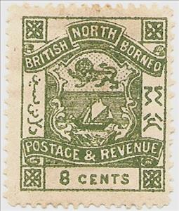 Stamp, Coat Of Arms, North Borneo,  