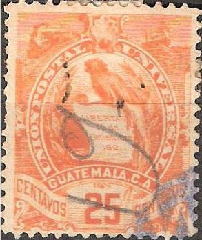 Stamp, Coat of arms (1871-1968), Guatemala,  