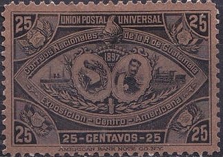 Coat of arms; President Reyna Barrios, ship, locomotive
