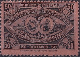 Coat of arms; President Reyna Barrios, ship, locomotive