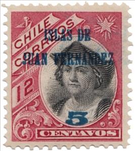 Stamp, Columbus (Colon) surcharged, Chile,  