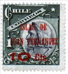 Stamp, Columbus (Colon) surcharged, Chile,  