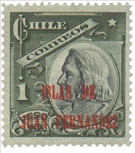 Stamp, Columbus (Colon) overprinted, Chile,  