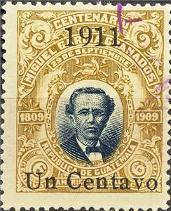 Stamp, President Manuel Estrada Cabrera - 1c on 6c, Guatemala,  , Heads of State
