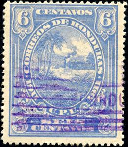 Stamp, Coastal Landscape, Honduras,  , Landscapes, Trees, Palm-trees, Beaches