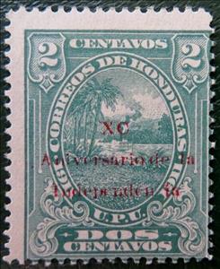 Stamp, Coastal landscape overprinted, Honduras,  