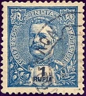 Stamp, Carlos I, India, Portuguese,  