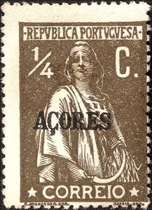 Stamp, Ceres Issue of Portugal Overprinted, Azores,  