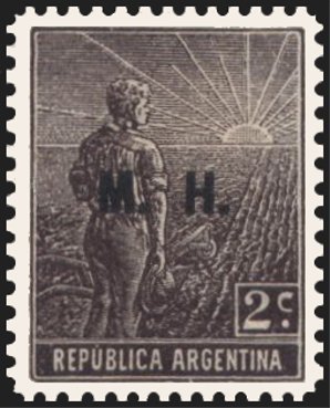 Agriculture stamp ovpt. “M.H.”