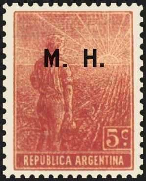 Stamp, Agriculture stamp ovpt. “M.H.”, Argentina,  , Agriculture