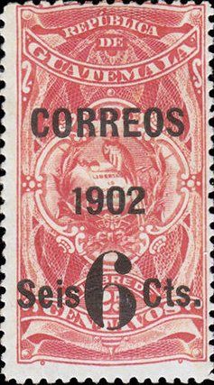 Telegraph stamp with overprint 6c on 25c