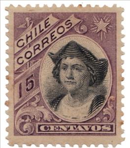 Stamp, Christopher Columbus (1451-1506), Chile,  