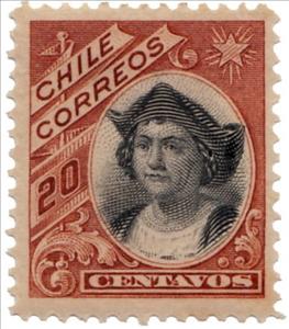 Stamp, Christopher Columbus (1451-1506), Chile,  