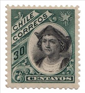 Stamp, Christopher Columbus (1451-1506), Chile,  