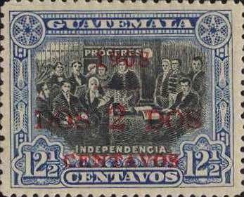 Stamp, Declaration of Independence - 2c on 12 1/2c, Guatemala,  