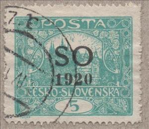 Stamp, Hradcany at Prague - overprint S O 1920, Czechoslovakia,  
