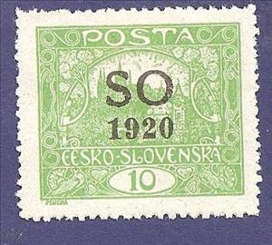Stamp, Hradcany at Prague - overprint S O 1920, Czechoslovakia,  