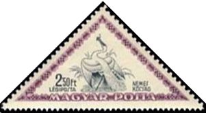 Stamp, Great White Egret (Ardea alba), Hungary,  , Birds, Animals (Fauna), Triangle Stamps