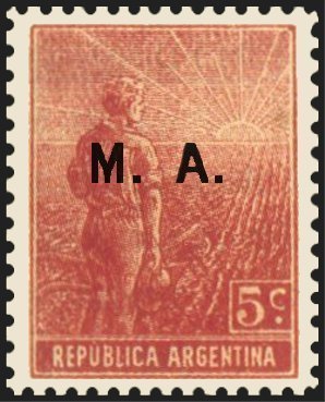 Stamp, Agriculture stamp ovpt. “M.A.”, Argentina,  , Agriculture