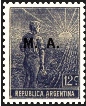 Agriculture stamp ovpt. “M.A.”