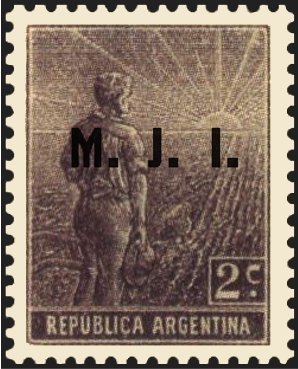Agriculture stamp ovpt. “M.J.I.”