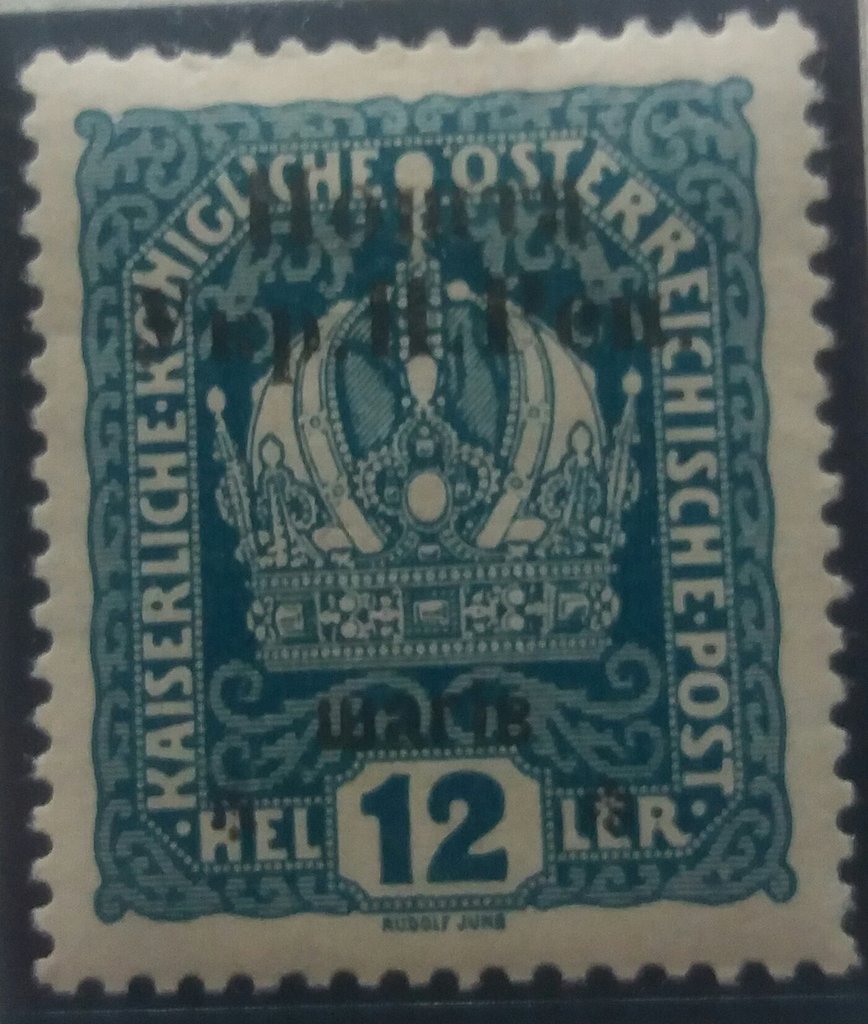 Austrian stamp with black overprint
