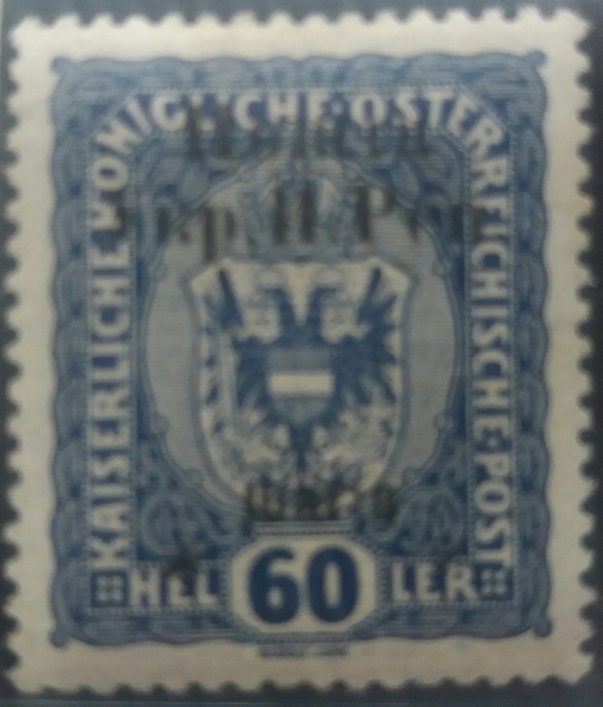 Austrian stamp with black overprint