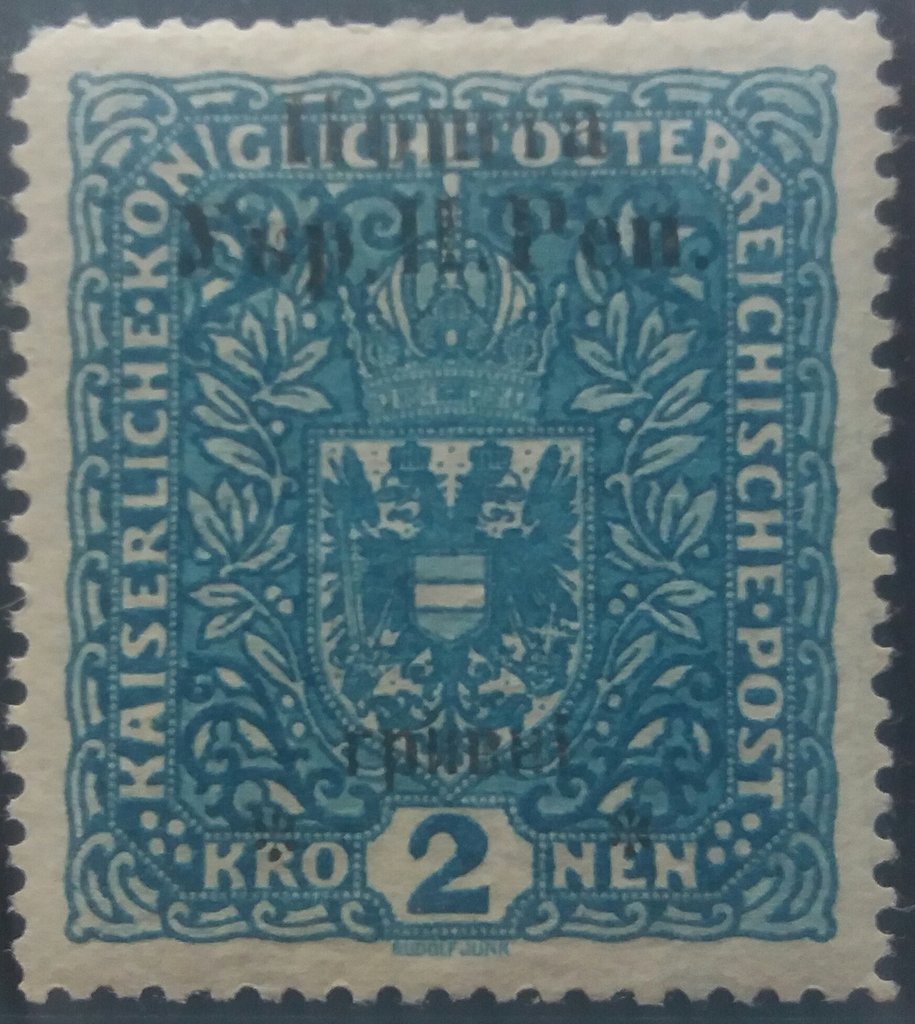 Austrian stamp with black overprint
