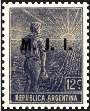 Agriculture stamp ovpt. “M.J.I.”