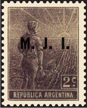 Agriculture stamp ovpt. “M.J.I.”