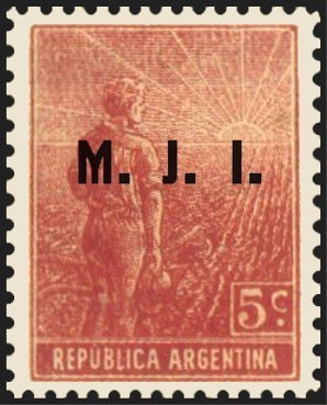 Agriculture stamp ovpt. “M.J.I.”