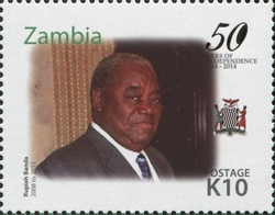 Stamp, 50th Anniversary of Independence of Zambia, Zambia,  , Waterfalls, Politics and Government, Geography and Meteorology, Independence