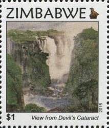 Stamp, View from Devil's Cataract, Zimbabwe,  , Geography and Meteorology, Waterfalls