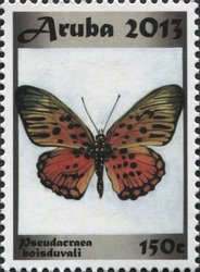 Stamp, Pseudacraea boisduvali, Aruba,  , Fauna, Butterflies