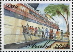 Stamp, Cruise Ships, Aruba,  , Ships, Transportation, Ships and Navigation