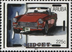 Stamp, Midget, Aruba,  , Motor vehicles, Roads, Transportation